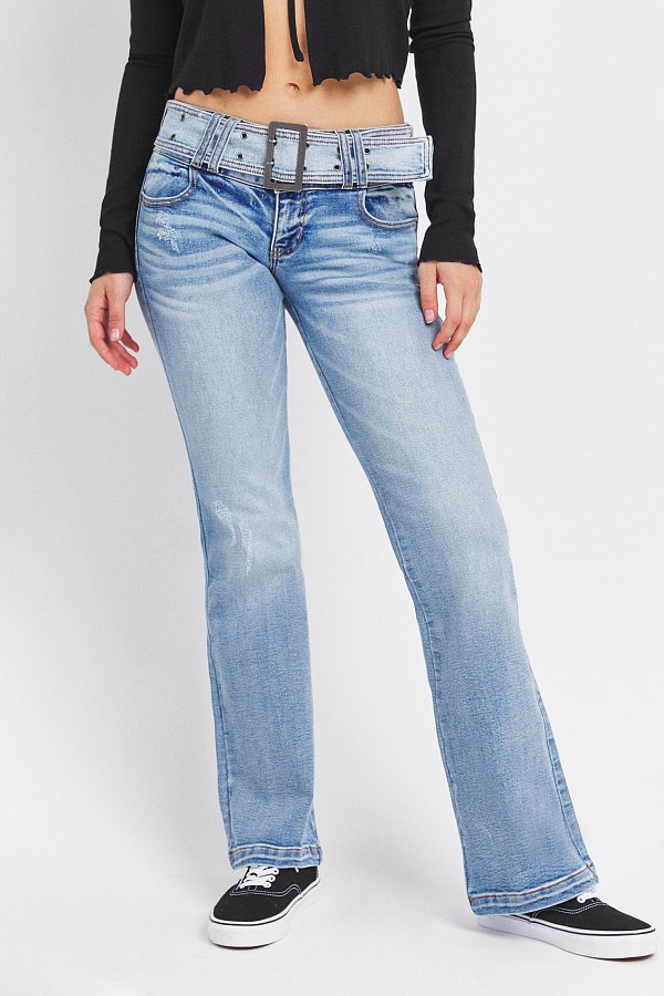 Low Rise Flare Jean with Denim Belt
