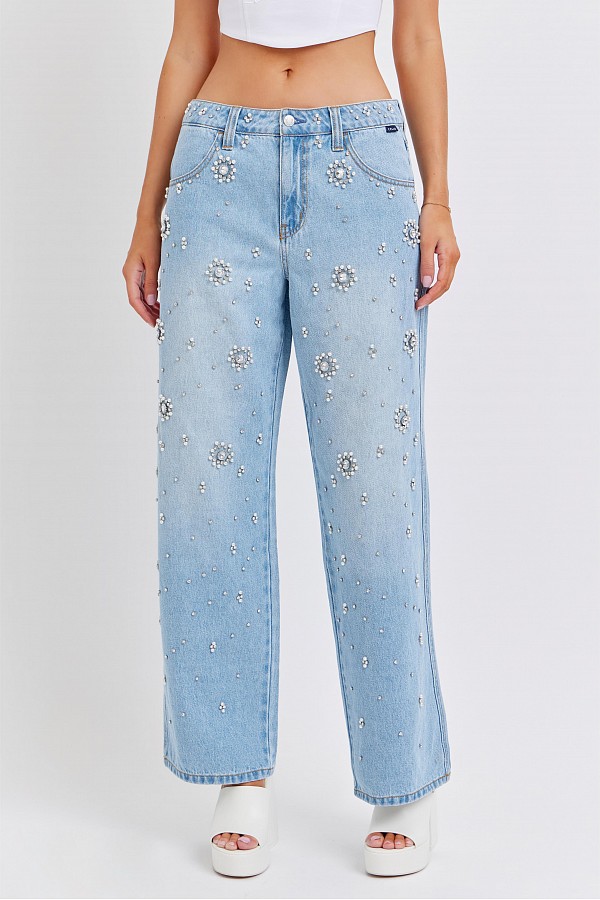 The Vintage Low Jean with Scattered Rhinestones