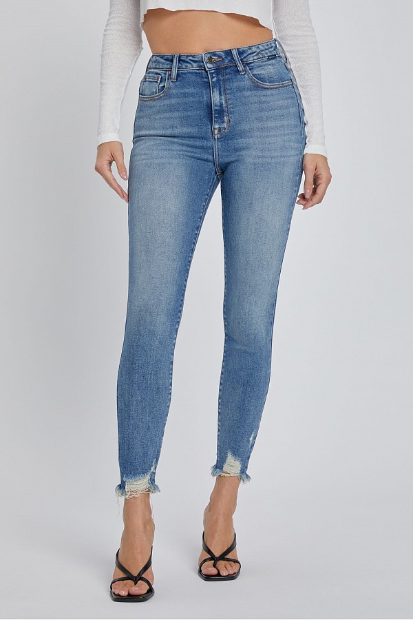 11" High Rise Ankle Skinny with Frayed Hem