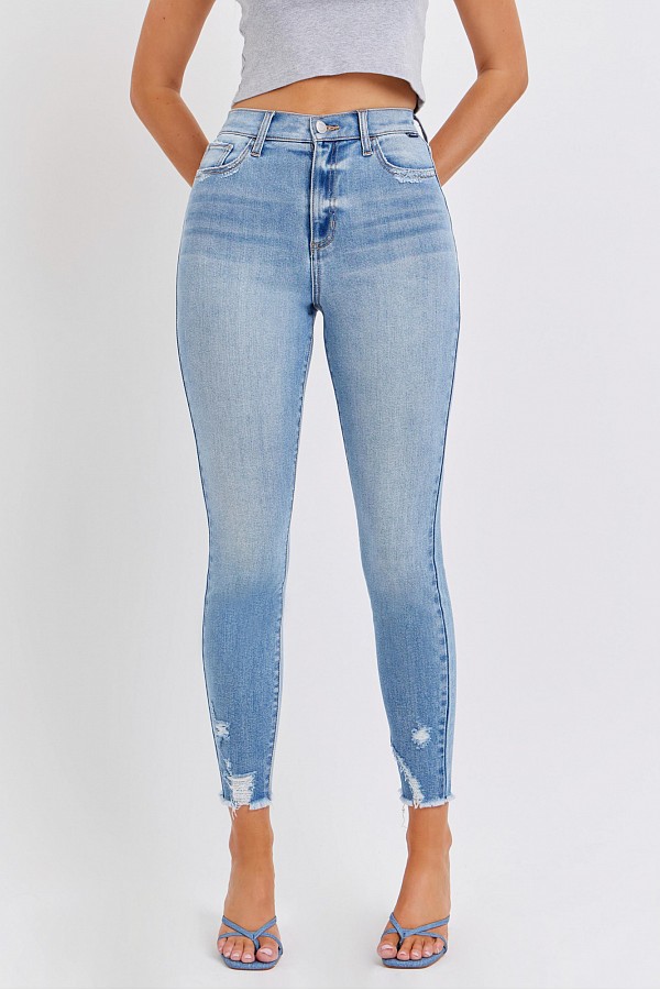 High Rise Skinny with Frayed Hem